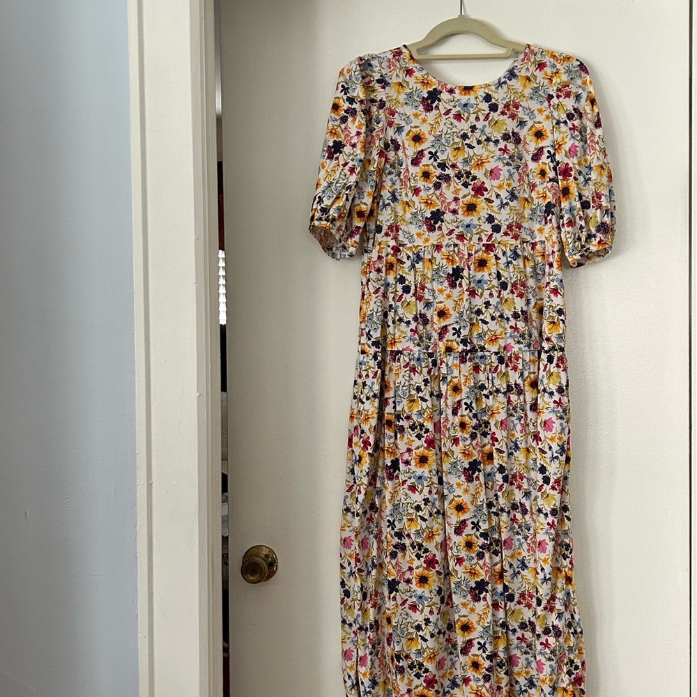 Old Navy Floral Puff Sleeve Midi Dress